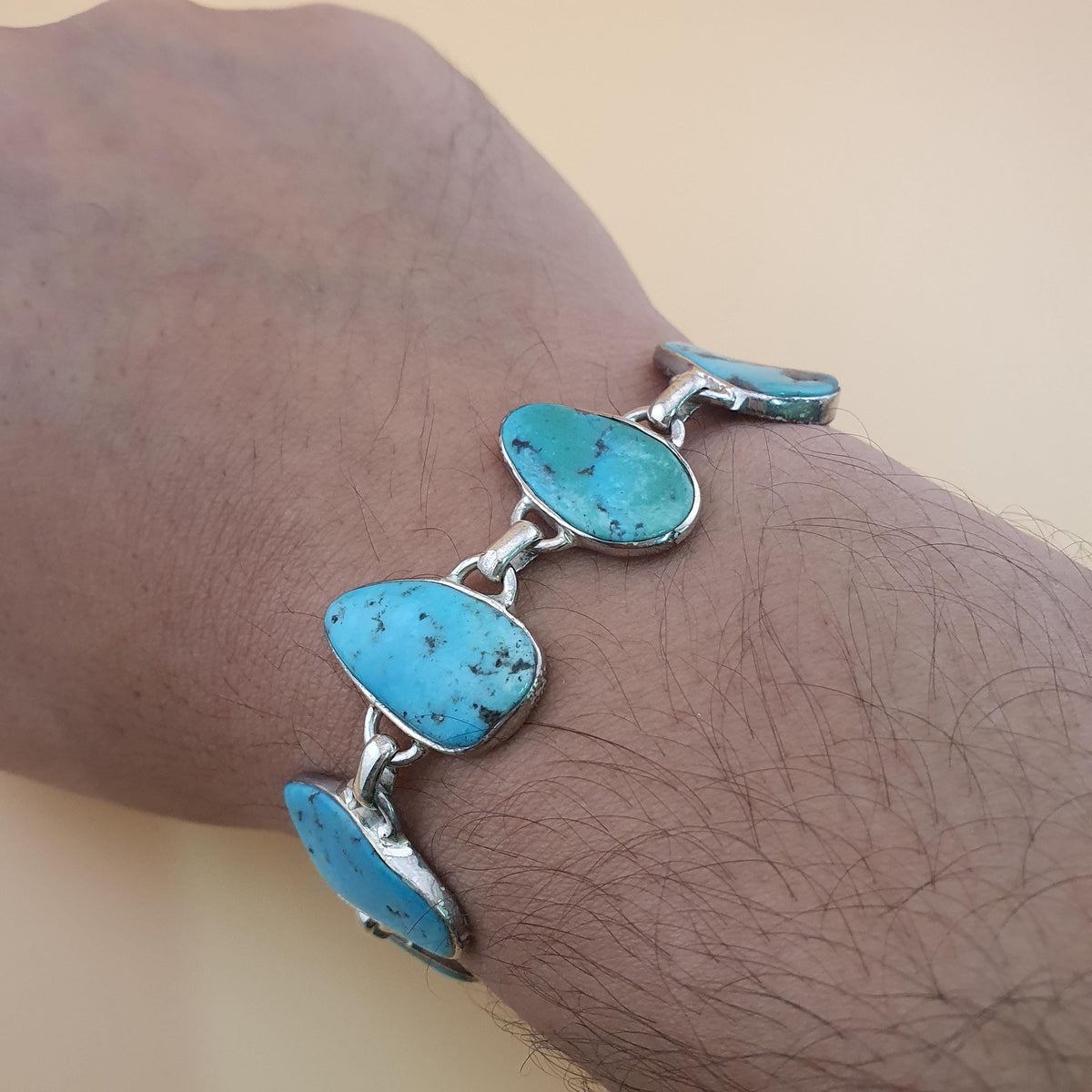 Authentique bracelet en argent sterling 925 avec turquoise d'Arizona