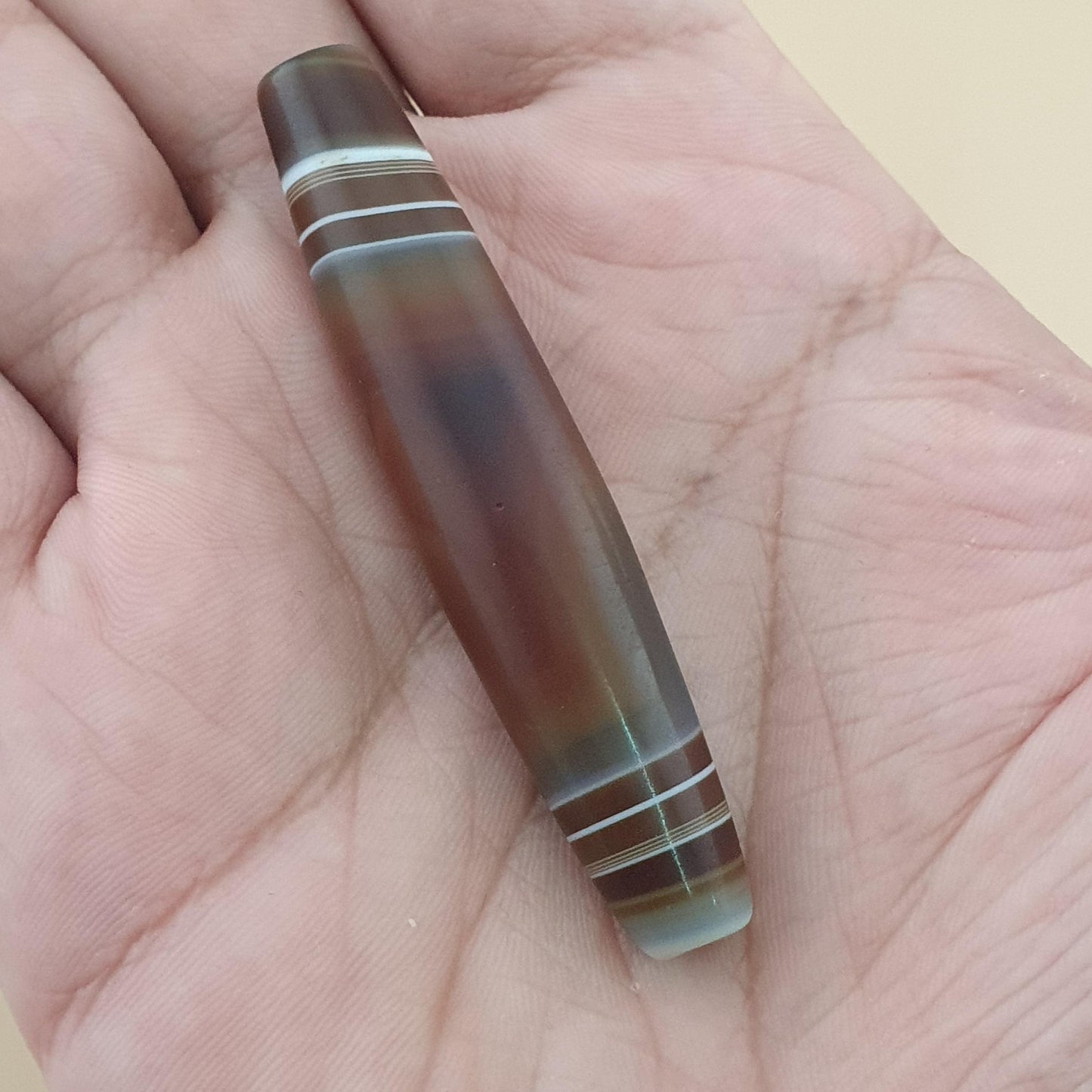 Vintage Yemeni Suliemani Natural Stripe Pattern Agate Bead