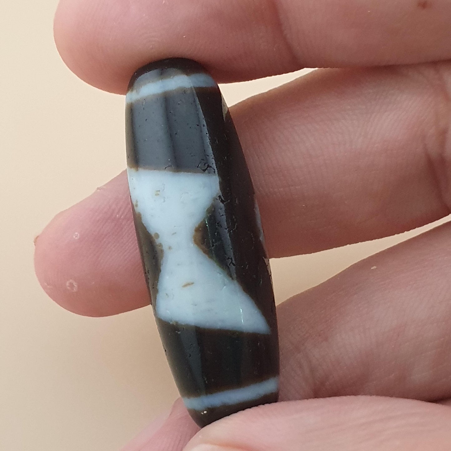 Vintage Himalayan Tibetan Flower & Energy Pattern Agate Dzi Bead Amulet