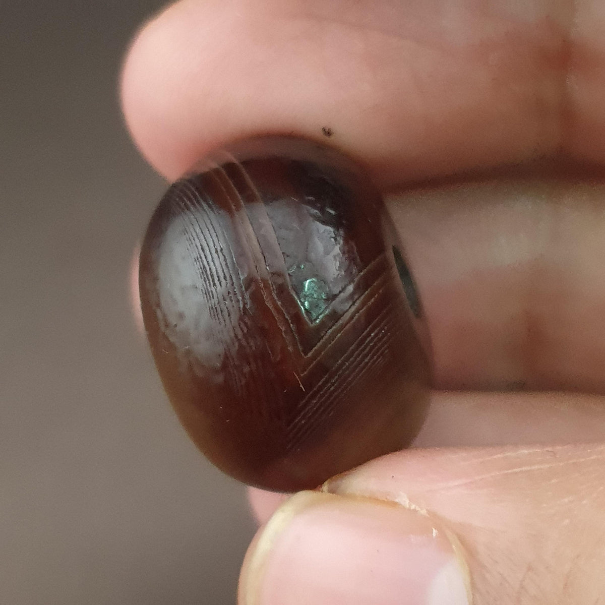 Amulette en Agate Sulemani de Forme Pneu à Motif Naturel Vintage