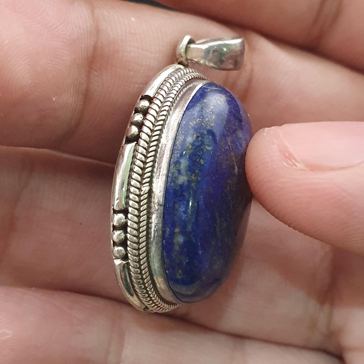 Pendentif vintage en argent sterling 925 avec lapis-lazuli