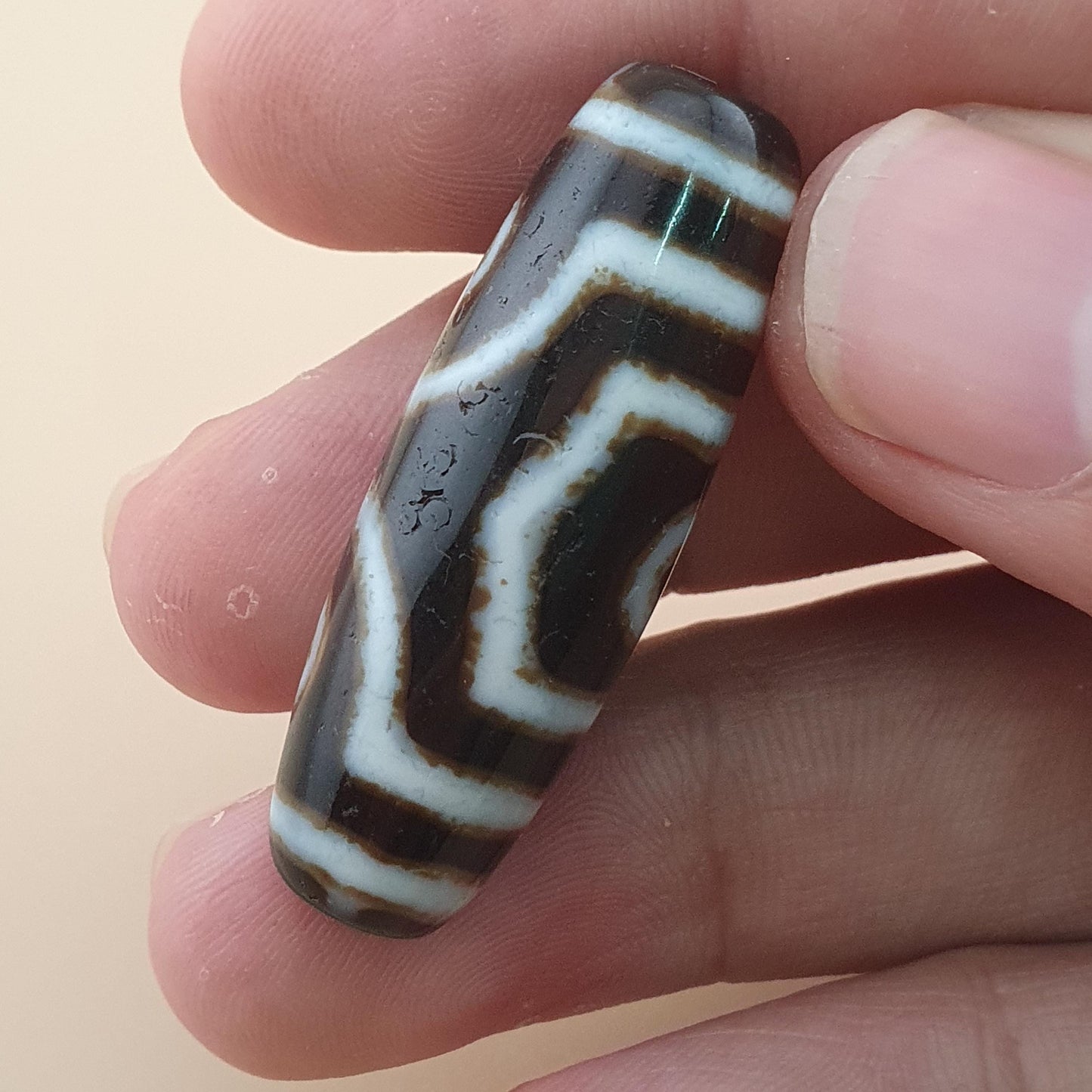 Vintage Himalayan Tibetan 3 Eyes Agate Dzi Bead Amulet