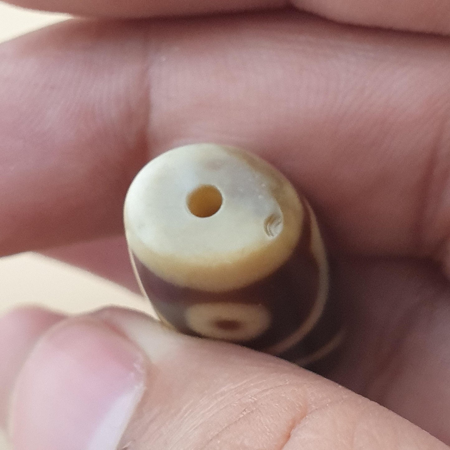 Vintage 3 Eyes Himalayan Tibetan Agate Dzi Bead Amulet