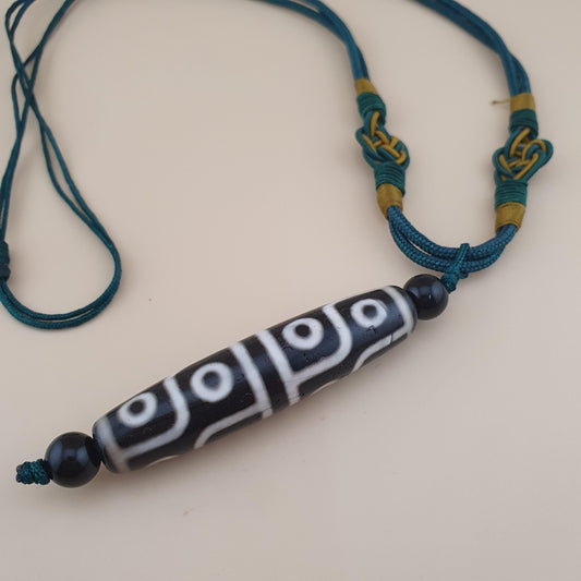 Vintage Seltene 12-äugige tibetische Dzi Perlen Anhänger Halskette Himalaya Achat Amulett
