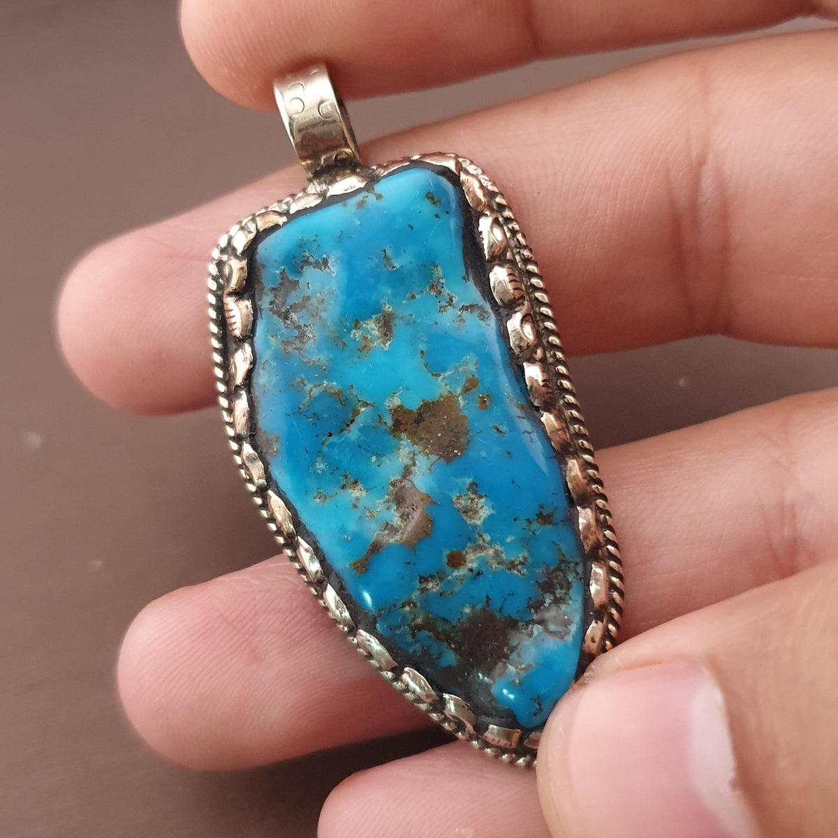 Vintage Turqouise & Brass Beatiful Desgin Pendant