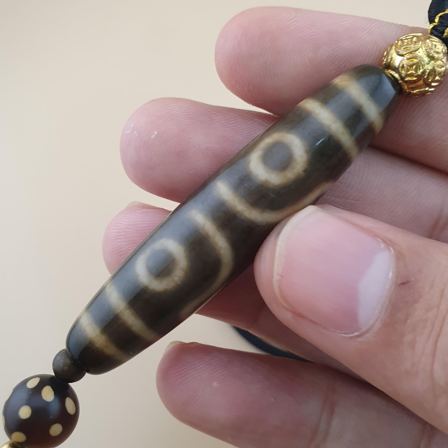 Seltene 3 Augen tibetische Dzi Perle Vintage Achat Talisman Halskette Amulett Anhänger