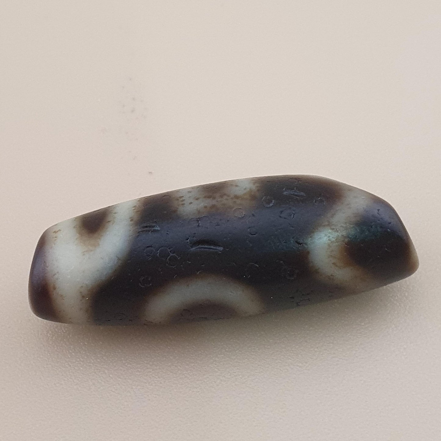 Vintage Circle Square Himalayan Tibetan Agate Dzi Bead Amulet