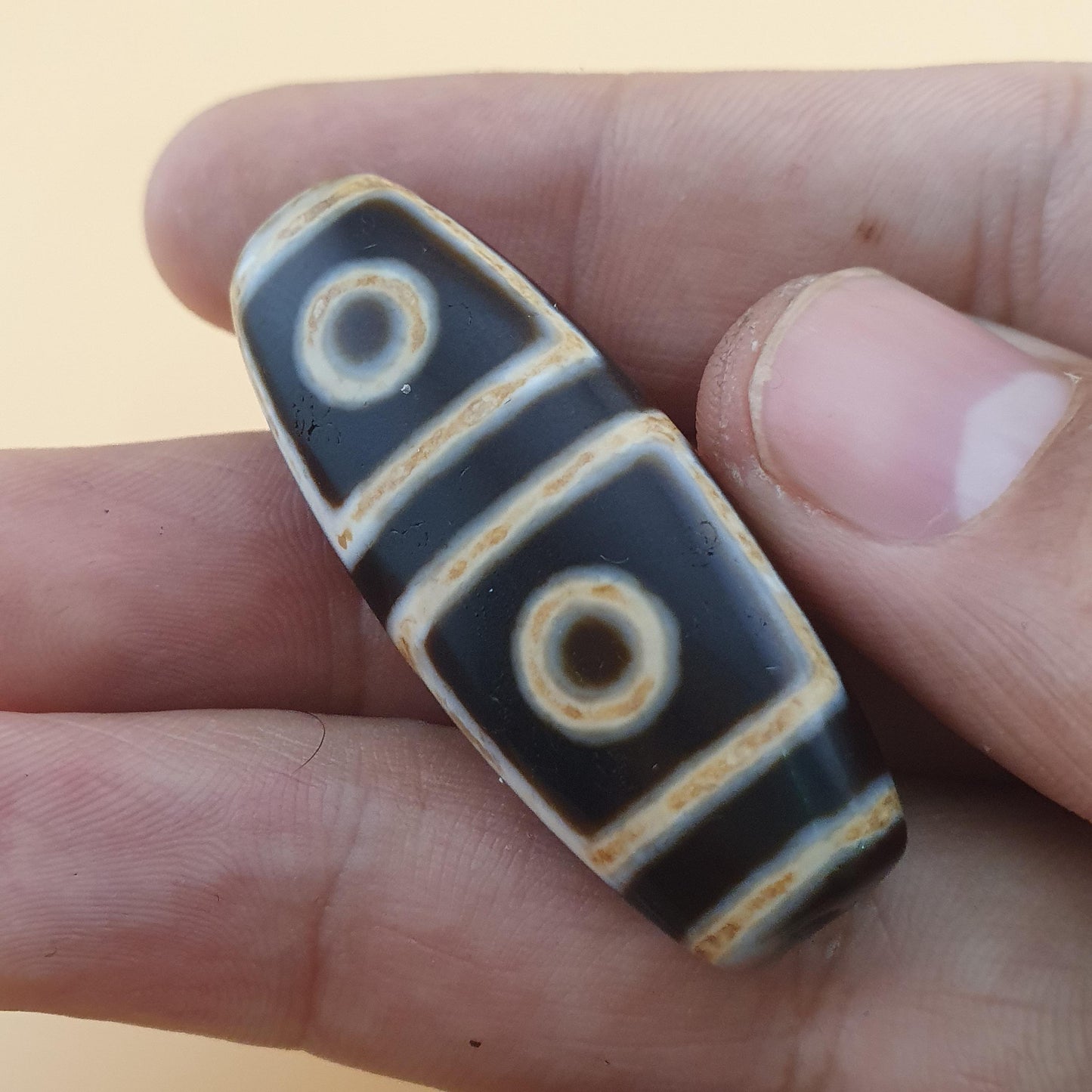 Vintage 4 Augen Himalaya Tibet Achat Perlen Amulett