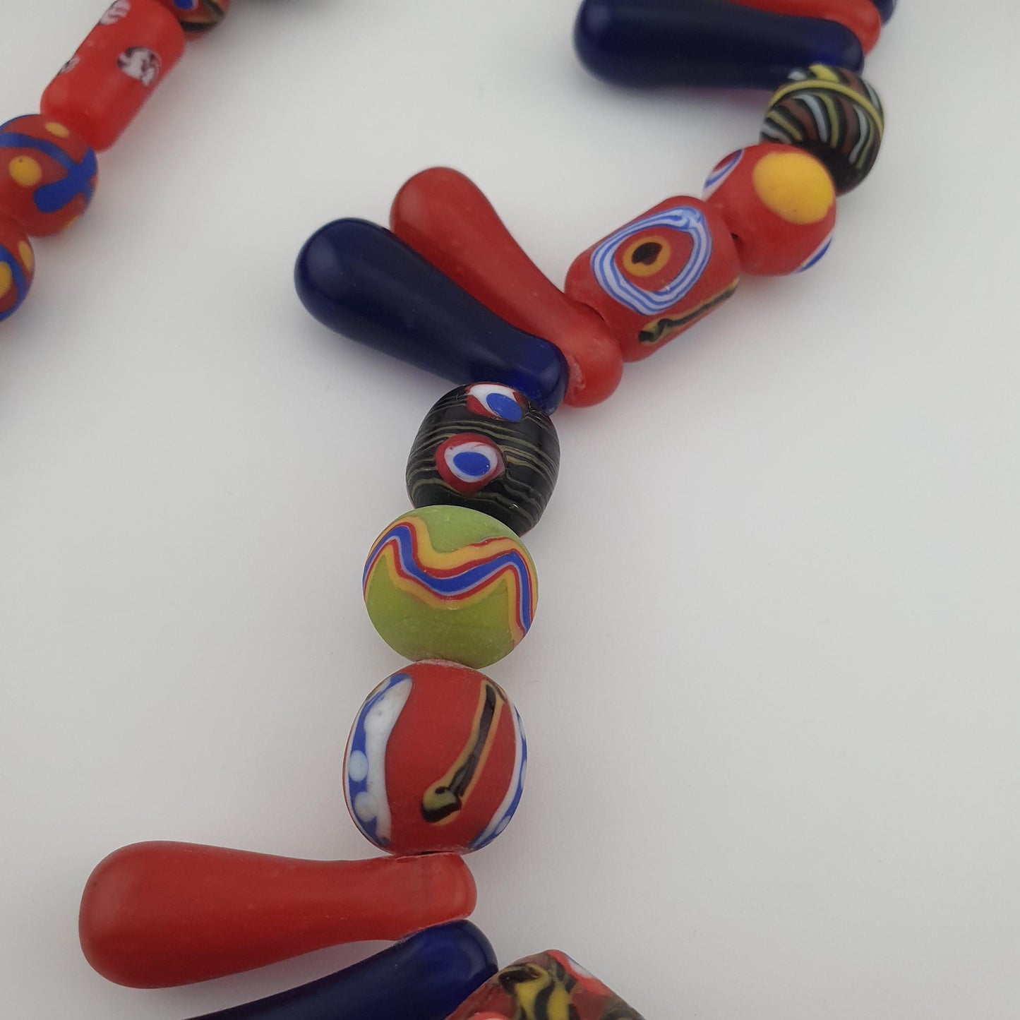 Antique Venetian Style Multicolor Glass Beads, Gabri & Floral Beads Necklace