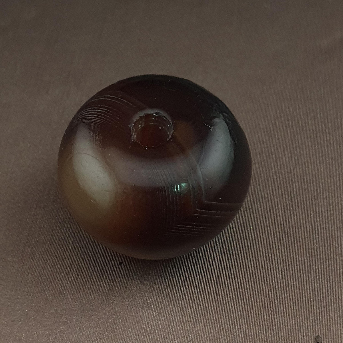 Amulette en Agate Sulemani de Forme Pneu à Motif Naturel Vintage