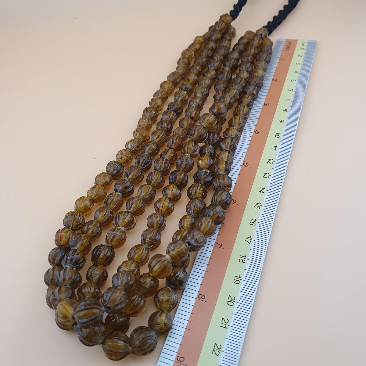Vintage MultiStrands Melon Shape African style Glass Beads Necklace 18 inches
