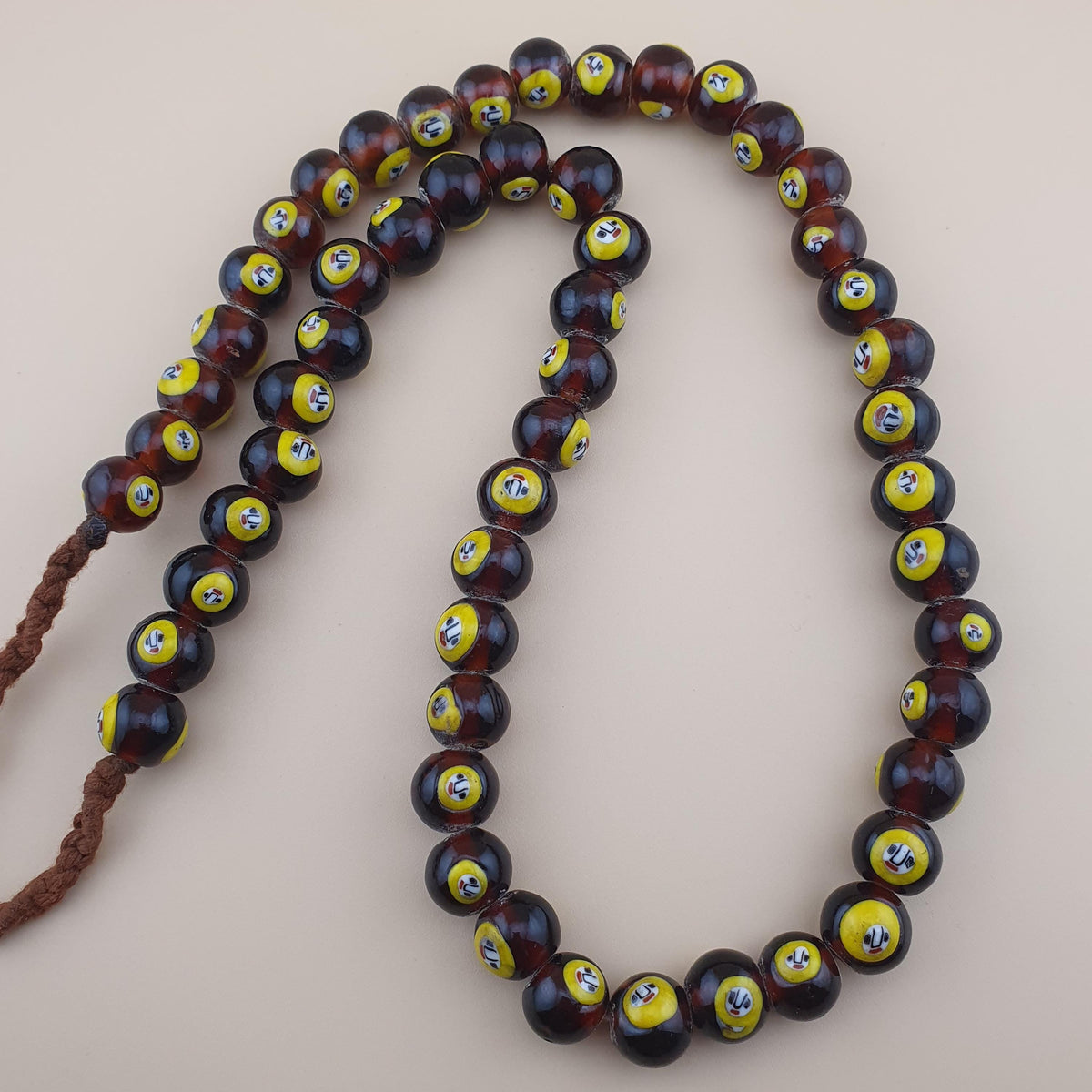Collier de perles de verre vintage style vénitien africain - 50 cm