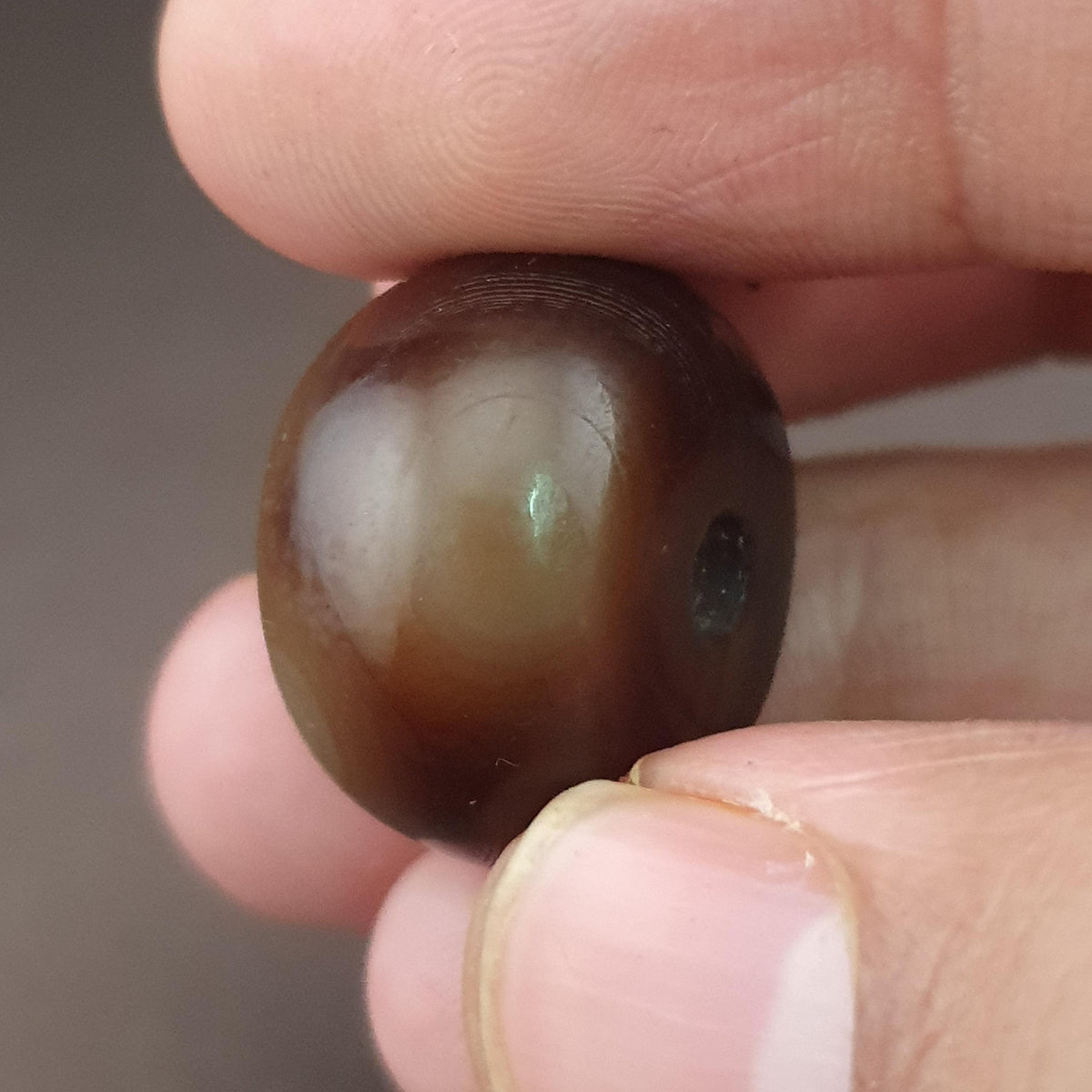 Amulette en Agate Sulemani de Forme Pneu à Motif Naturel Vintage