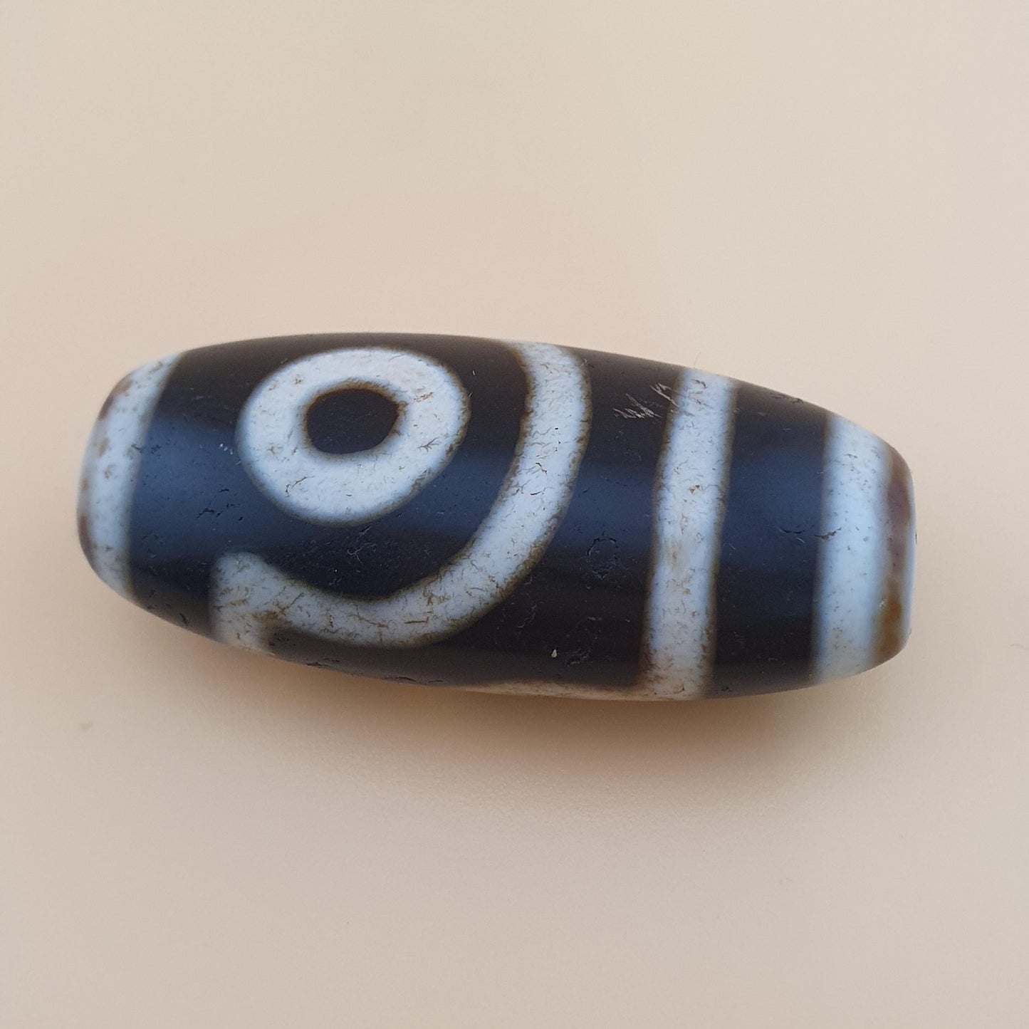Vintage 2-Augen Achat Dzi Perle: Tibetisches Himalaya-Amulett