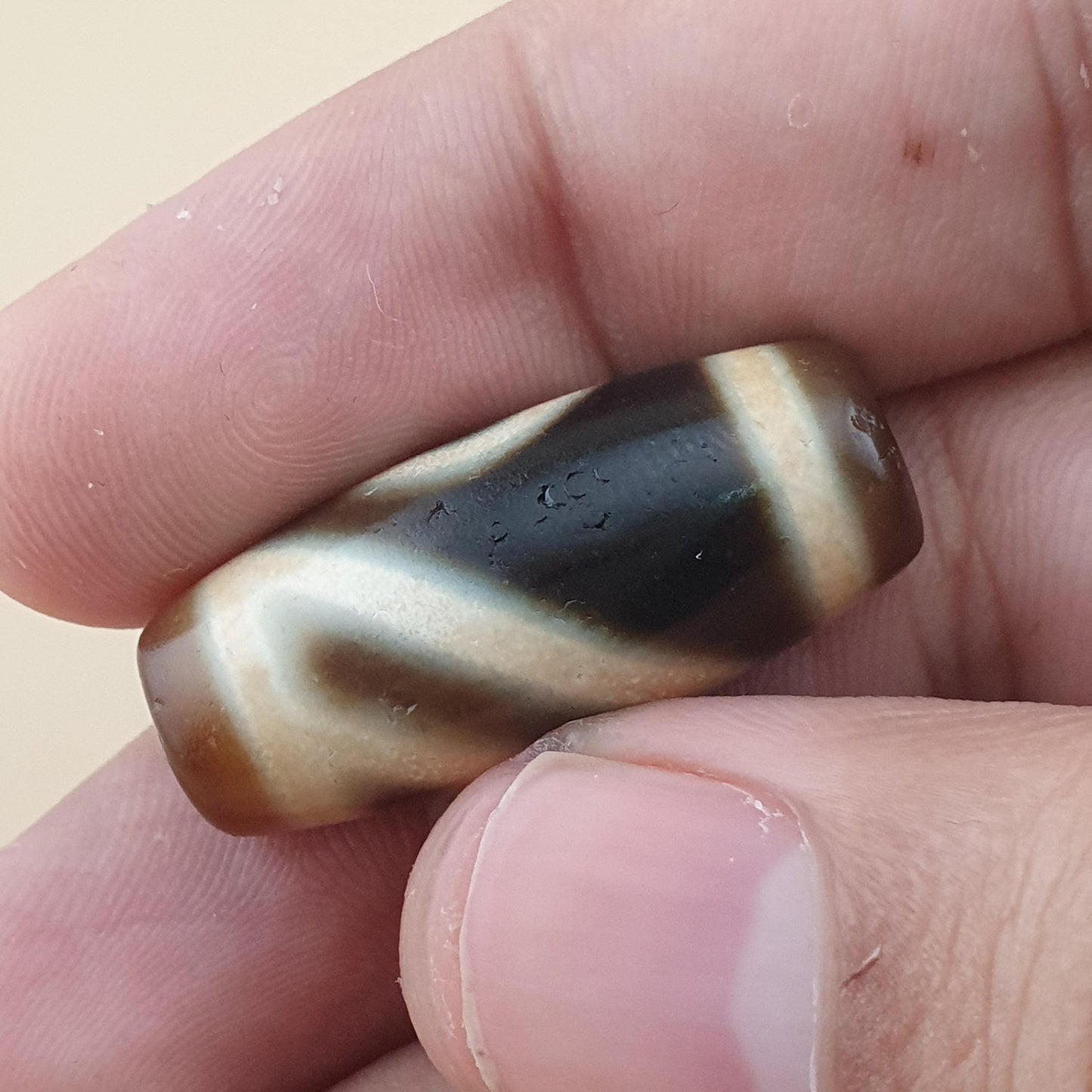 Rare Vintage 1 Eyes Himalayan Tibetan Agate Dzi Bead Unique Pattern Amulet