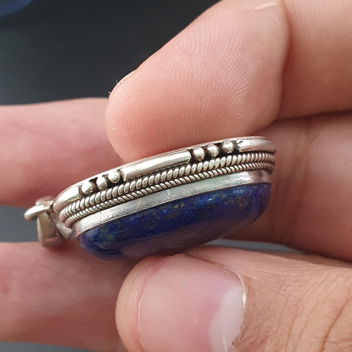 Pendentif vintage en argent sterling 925 avec lapis-lazuli