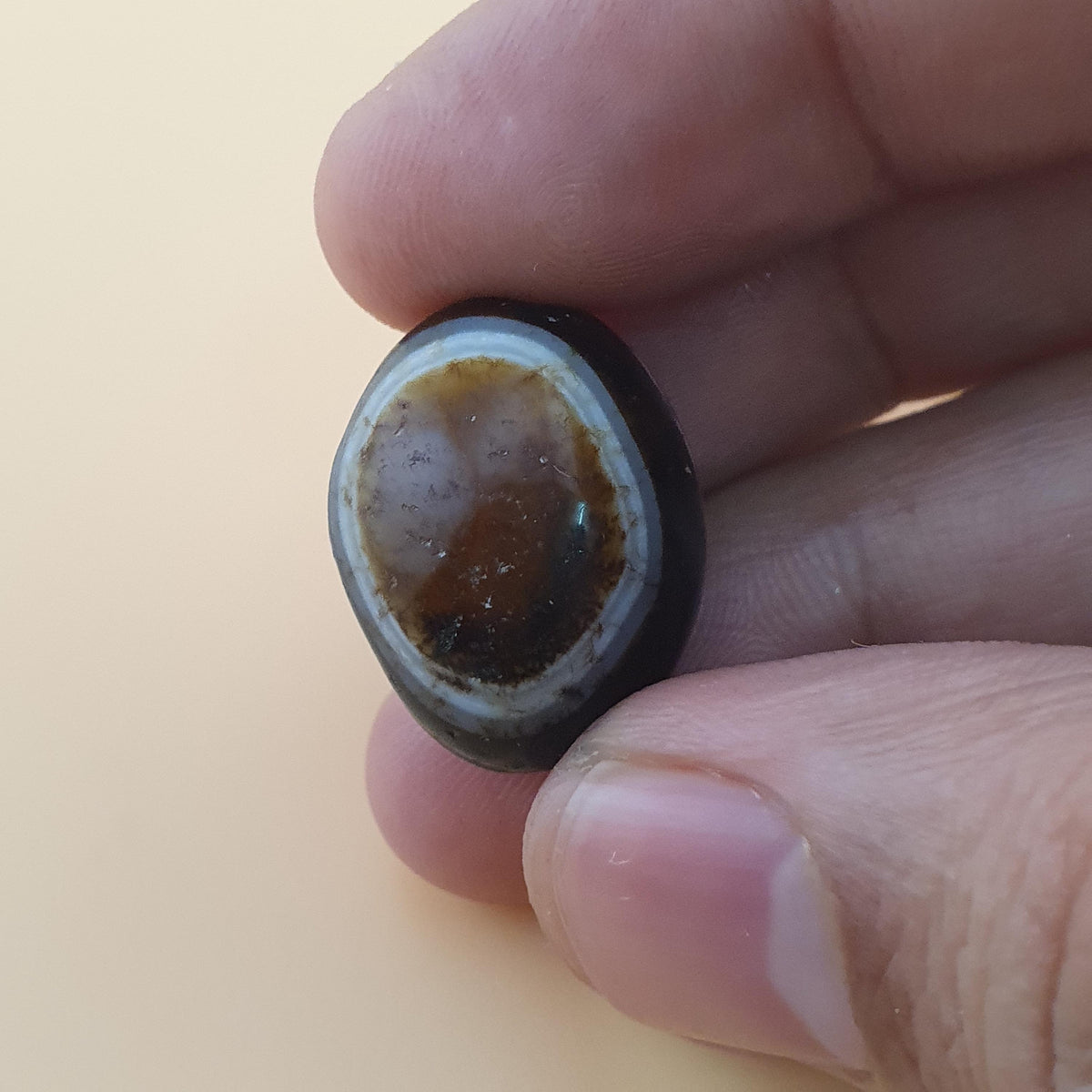 Perle d'agate Suliemani vintage naturelle pour amulette 21,6 mm x 17,2 mm
