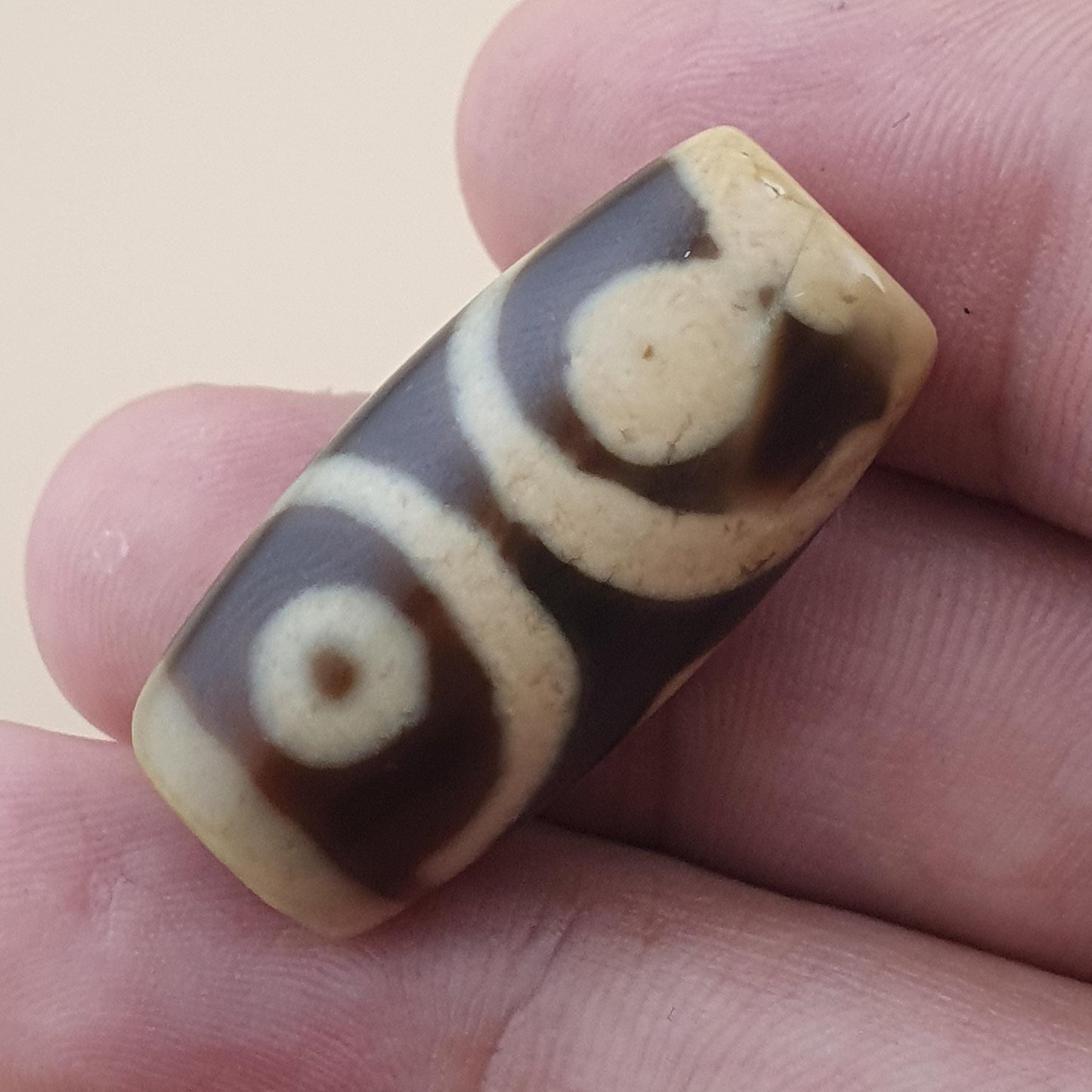 Vintage 3 Eyes Himalayan Tibetan Agate Dzi Bead Amulet