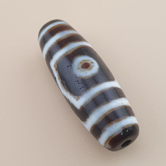 Vintage Himalayan Tibetan 3 Eyes Agate Dzi Bead Amulet