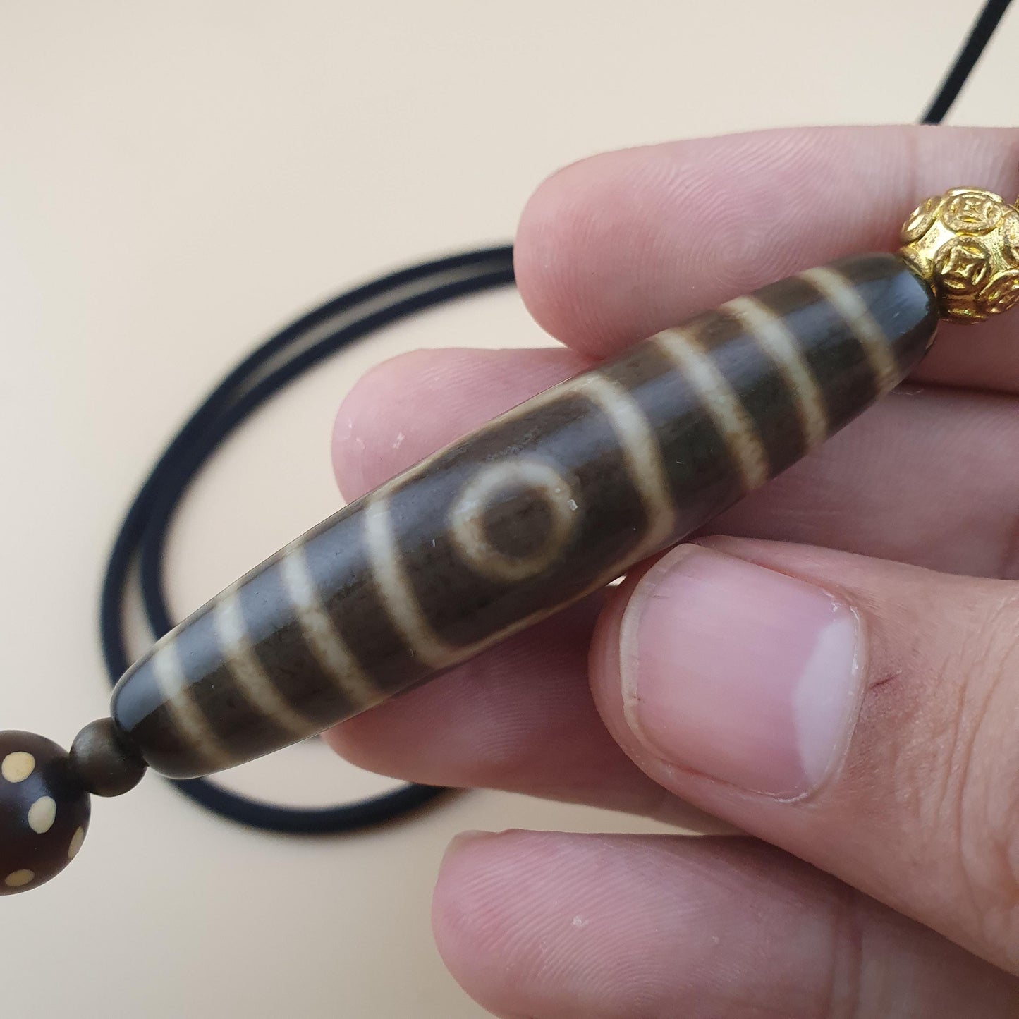 Seltene 3 Augen tibetische Dzi Perle Vintage Achat Talisman Halskette Amulett Anhänger