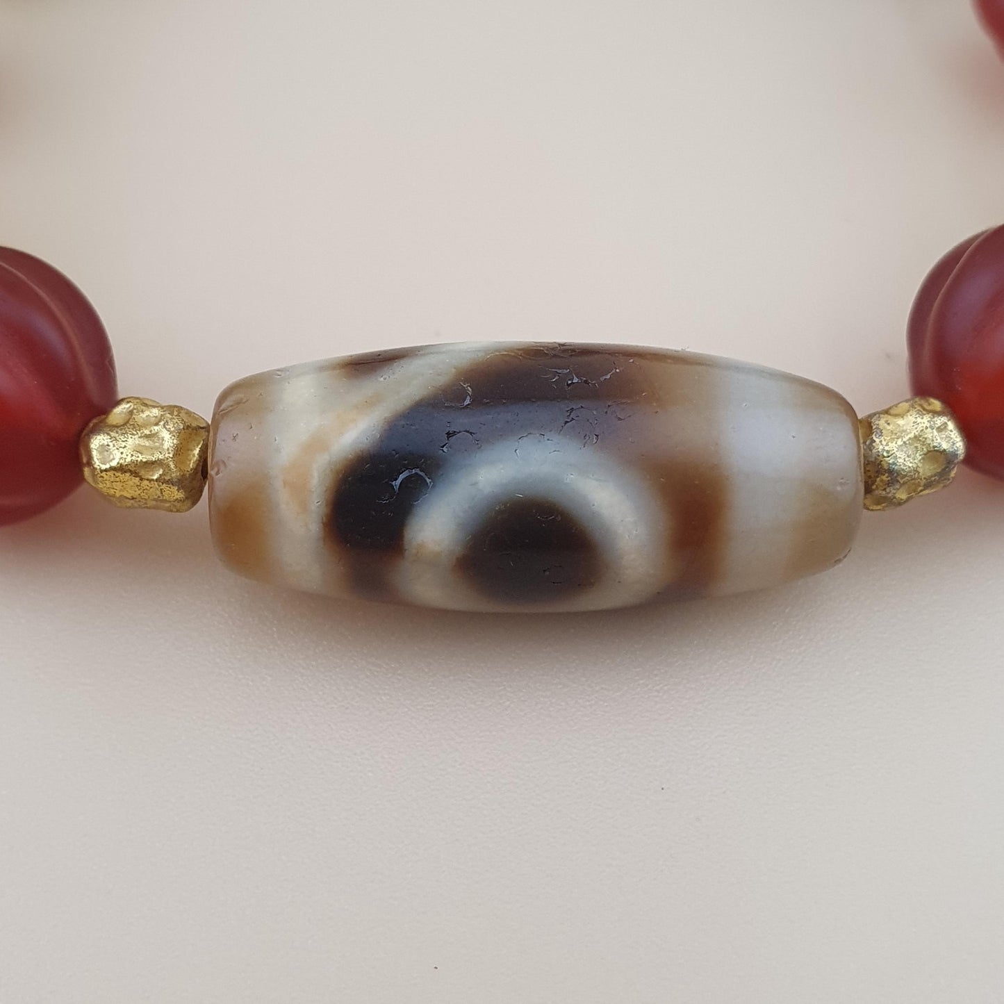 Vintage Carnelian and Suliemani & 1 Eyes Dzi Bead Amulet