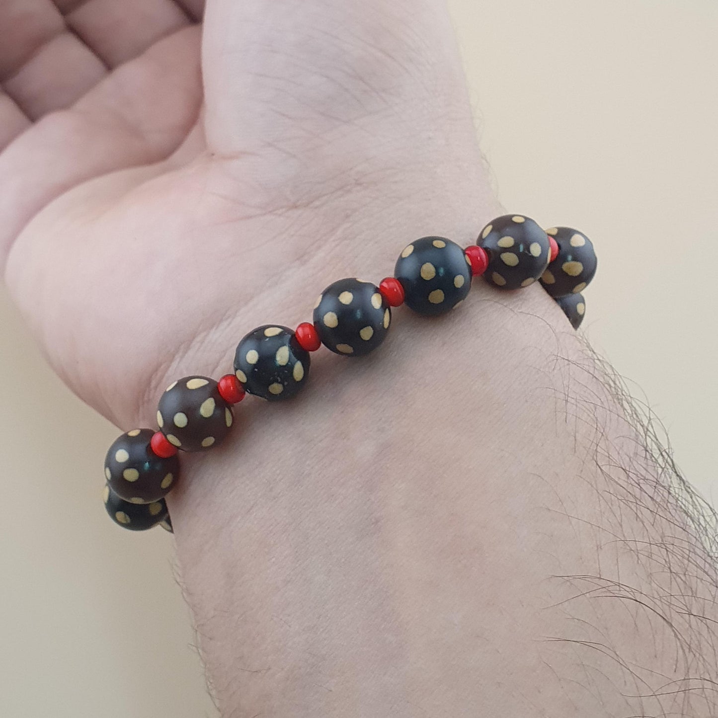 Vintage Himalayan Tibetan Circle Eye Circle Shape Agate & Beads Bracelet