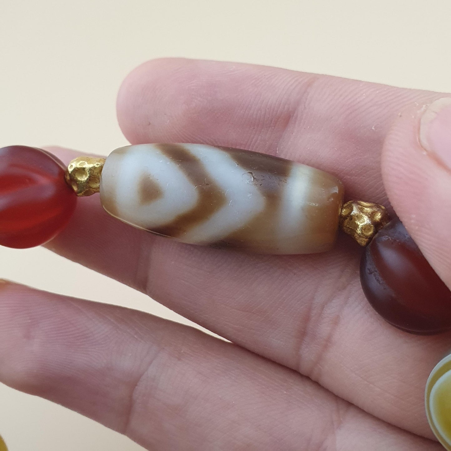Vintage Carnelian and Suliemani & 1 Eyes Dzi Bead Amulet