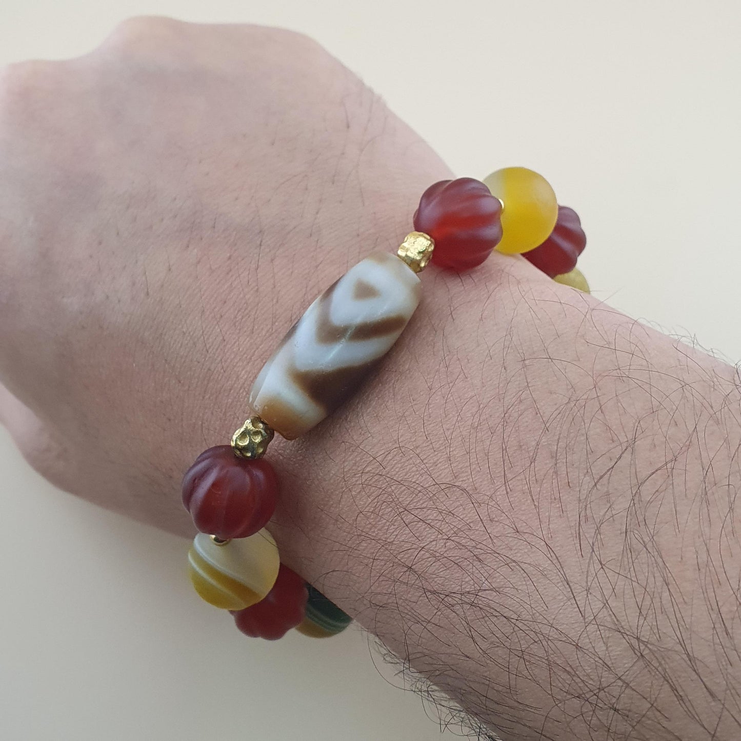 Vintage Carnelian and Suliemani & 1 Eyes Dzi Bead Amulet