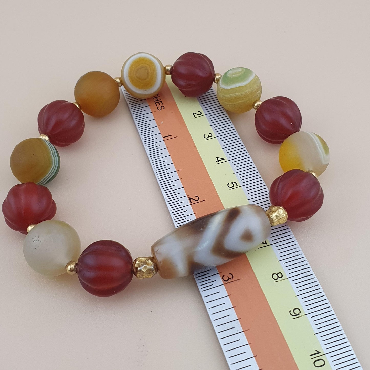 Vintage Carnelian and Suliemani & 1 Eyes Dzi Bead Amulet