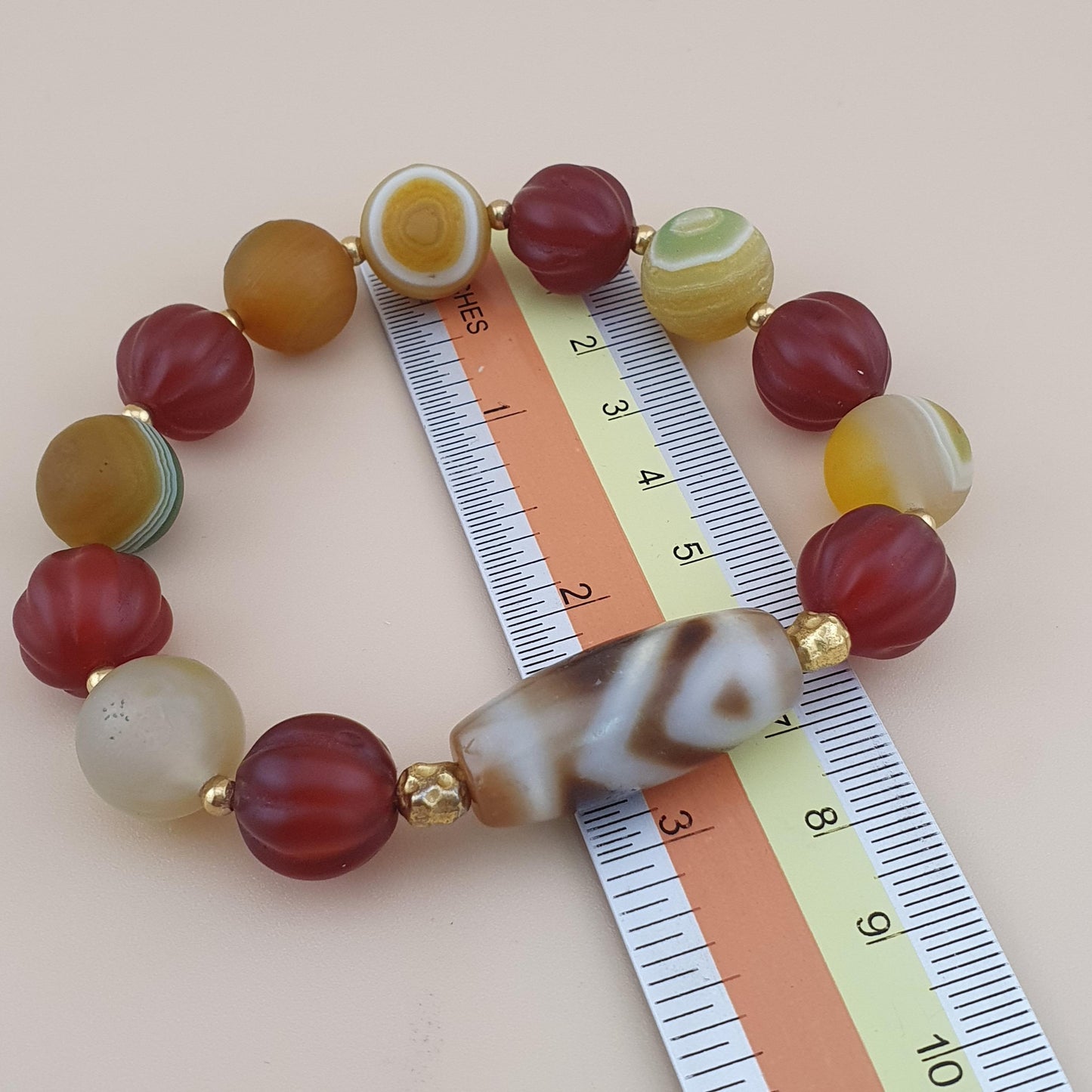 Vintage Carnelian and Suliemani & 1 Eyes Dzi Bead Amulet