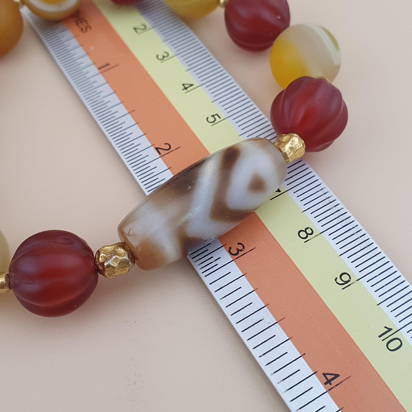 Vintage Carnelian and Suliemani & 1 Eyes Dzi Bead Amulet
