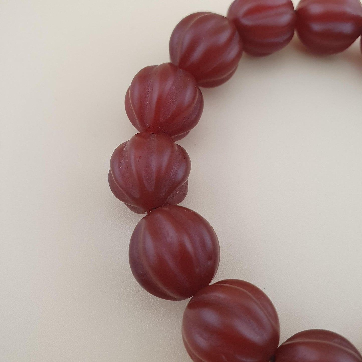 Vintage Melon Shape Carnelian Agate Beads Bracelet