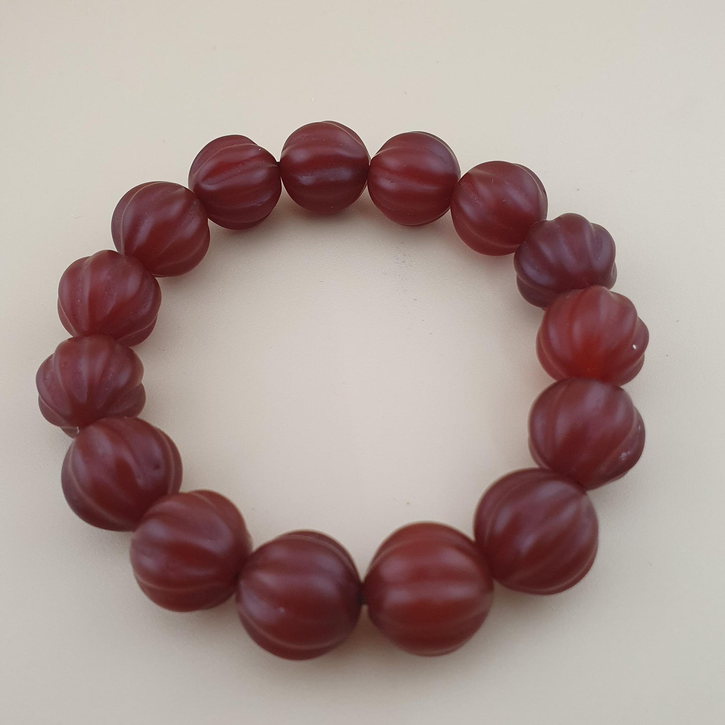 Vintage Melon Shape Carnelian Agate Beads Bracelet