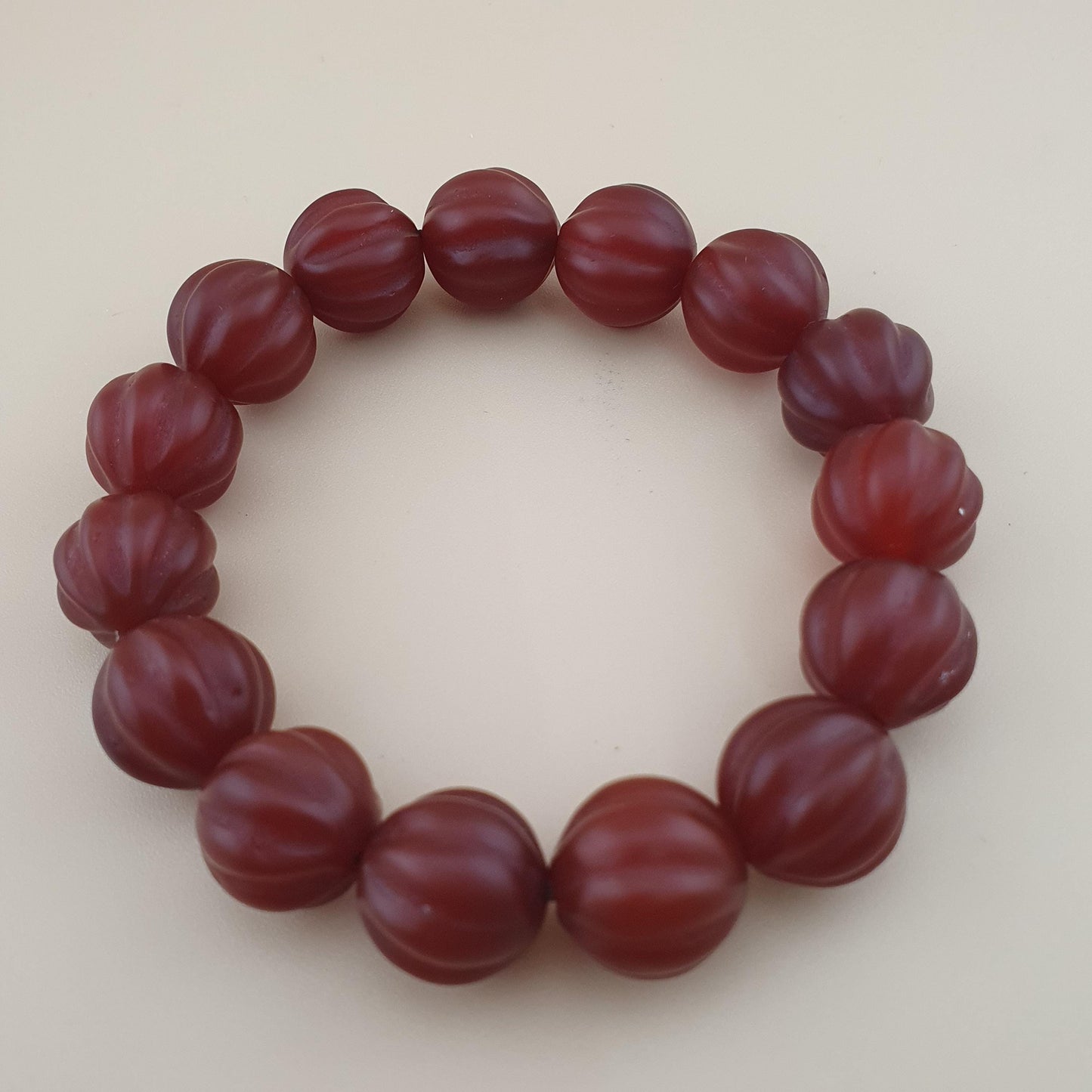 Vintage Melon Shape Carnelian Agate Beads Bracelet