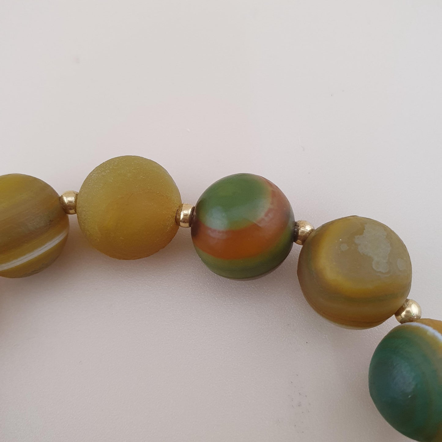 Vintage 2 Eyes Himalayan Tibetan & Unique Pattern Agate Beads Bracelet