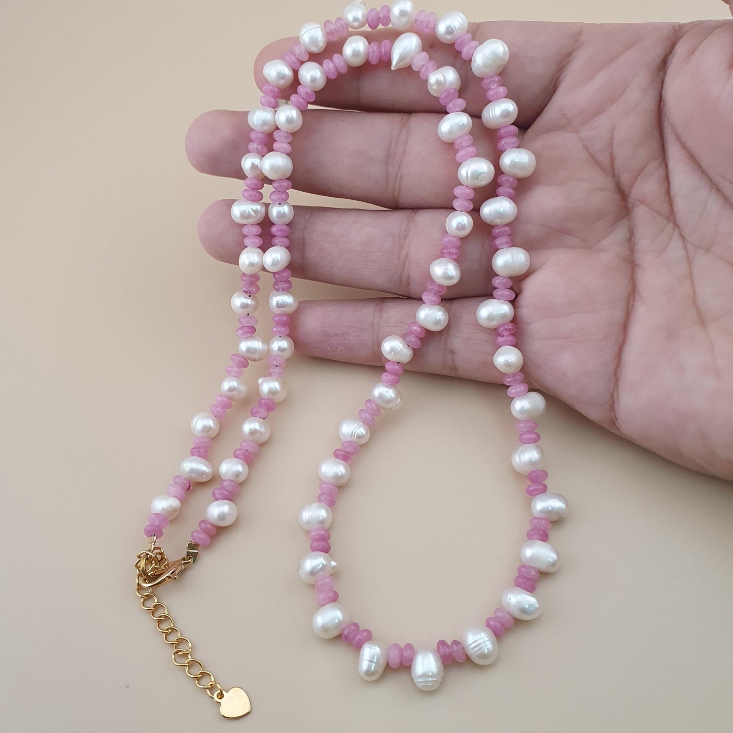 Delicate Pearl & Rose Quartz Necklace