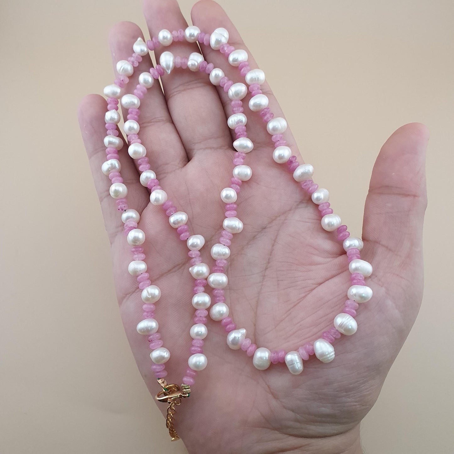 Delicate Pearl & Rose Quartz Necklace