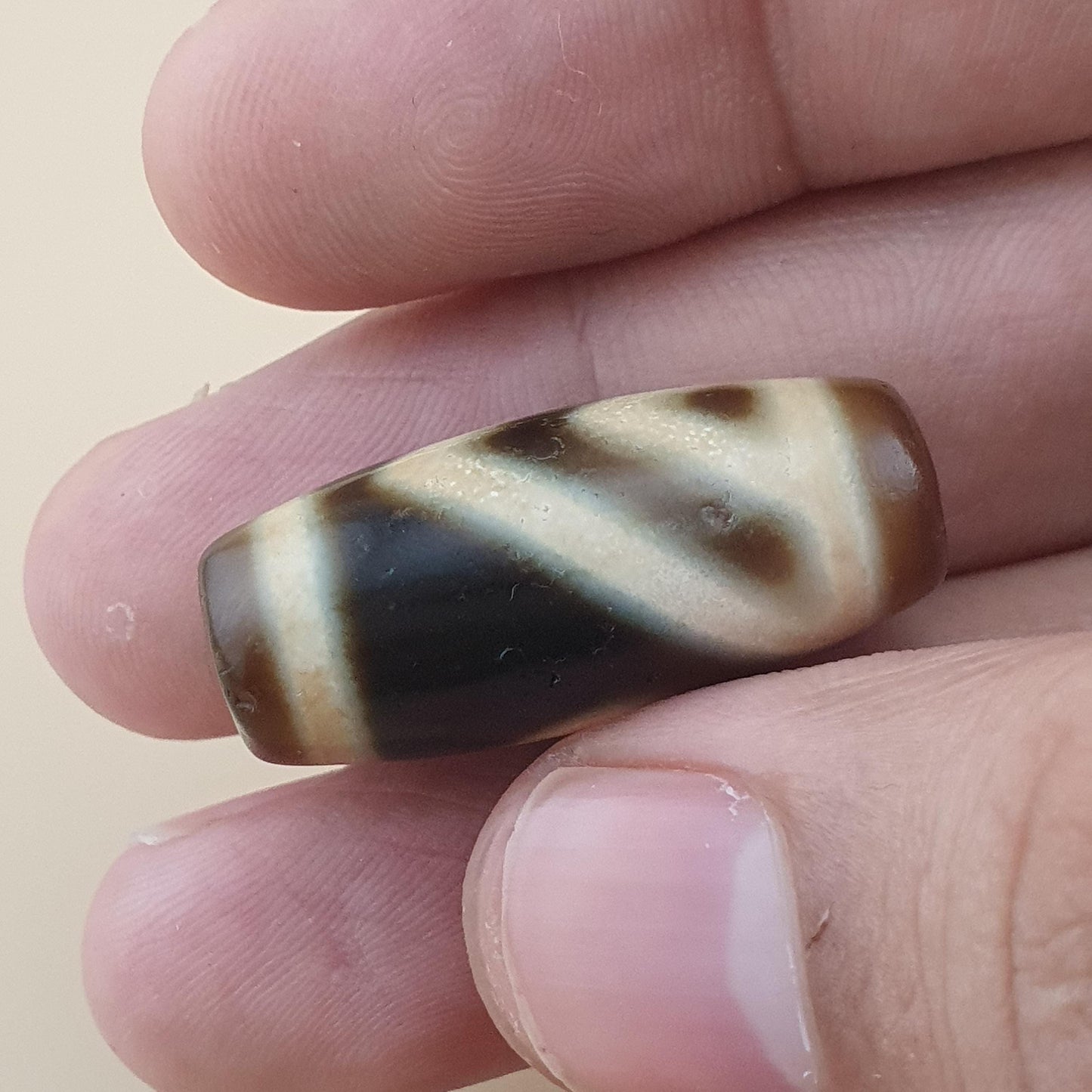 Rare Vintage 1 Eyes Himalayan Tibetan Agate Dzi Bead Unique Pattern Amulet
