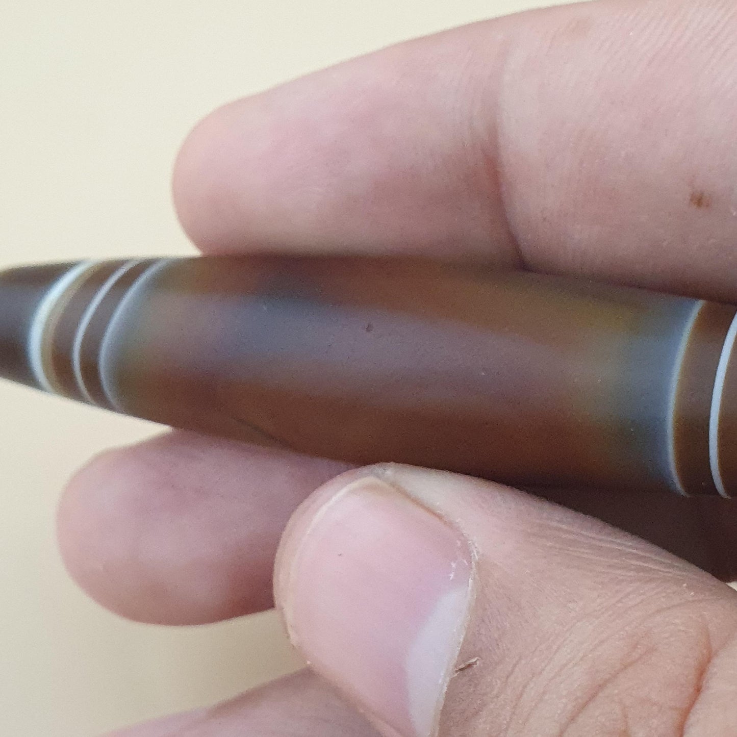 Vintage Yemeni Suliemani Natural Stripe Pattern Agate Bead