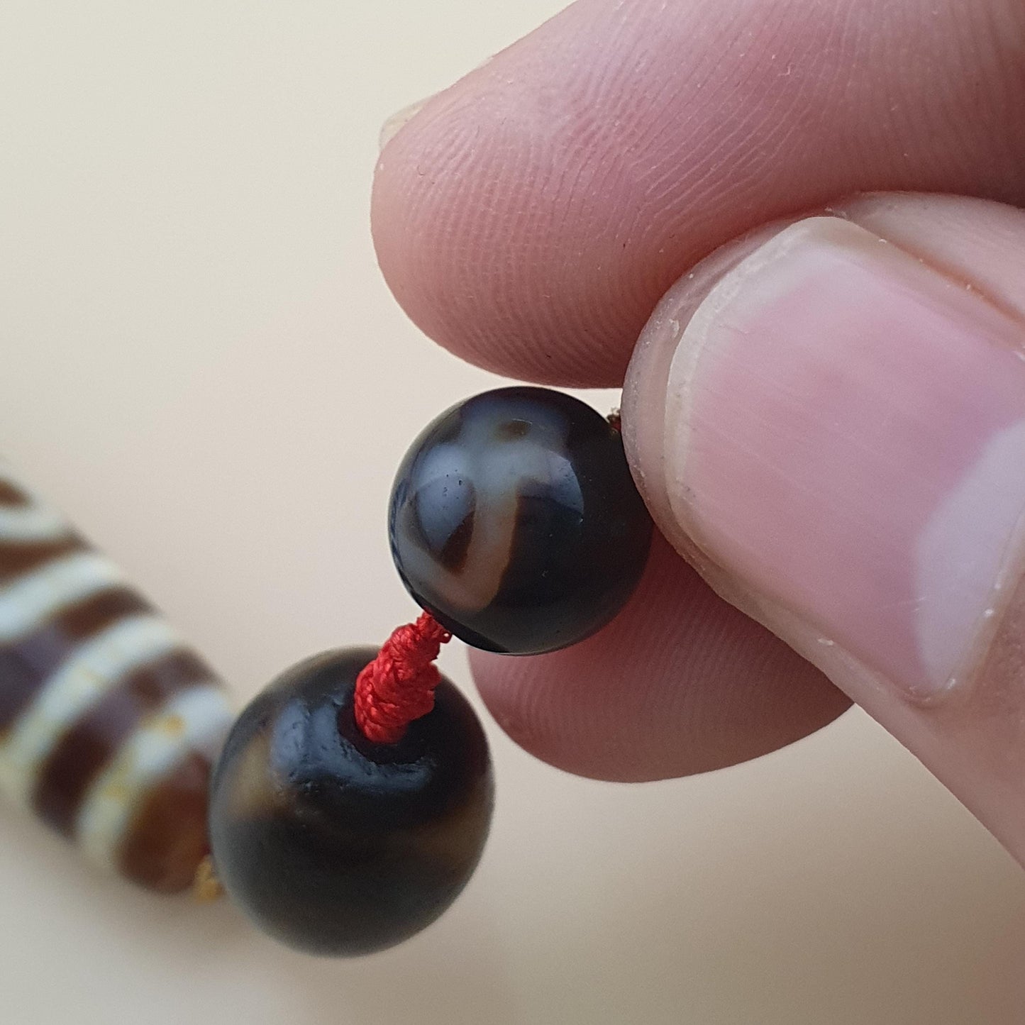 Seltene Vintage Tibetische 4-Augen-Dzi-Perle Sammlerstück Himalaya Amulett aus Achat