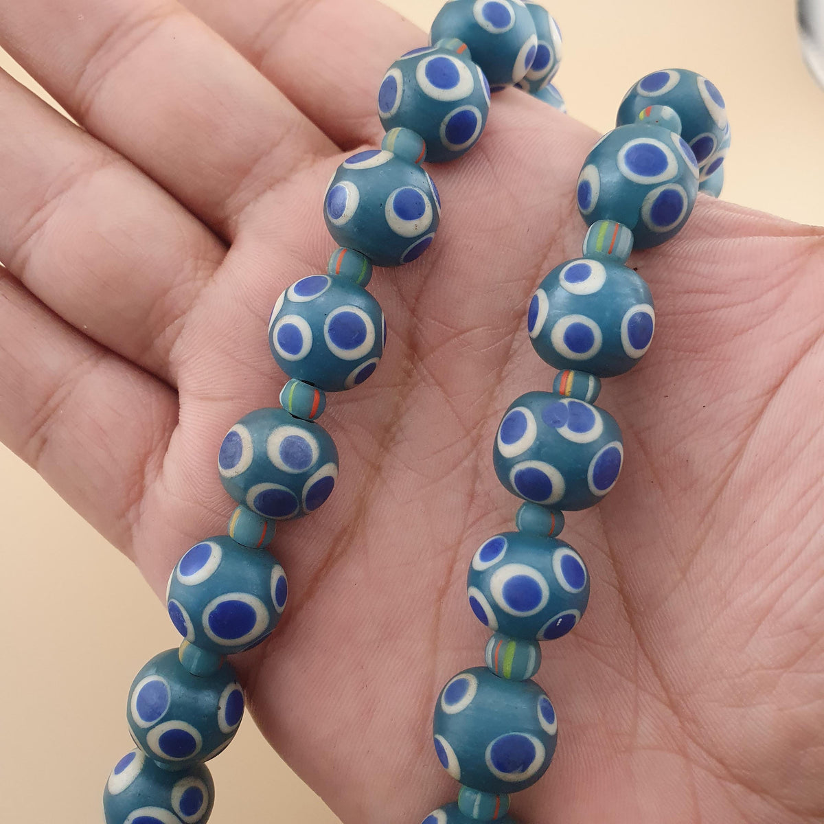 Vintage Thousand Eyes Venetian Style Glass Beads Necklace 24 inches