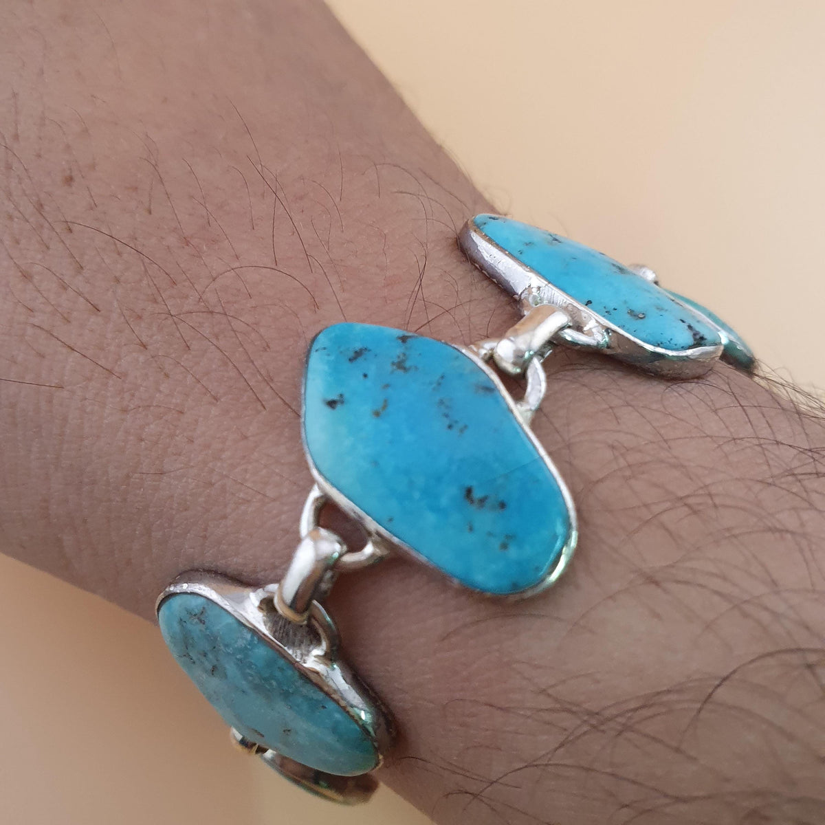 Authentique bracelet en argent sterling 925 avec turquoise d'Arizona