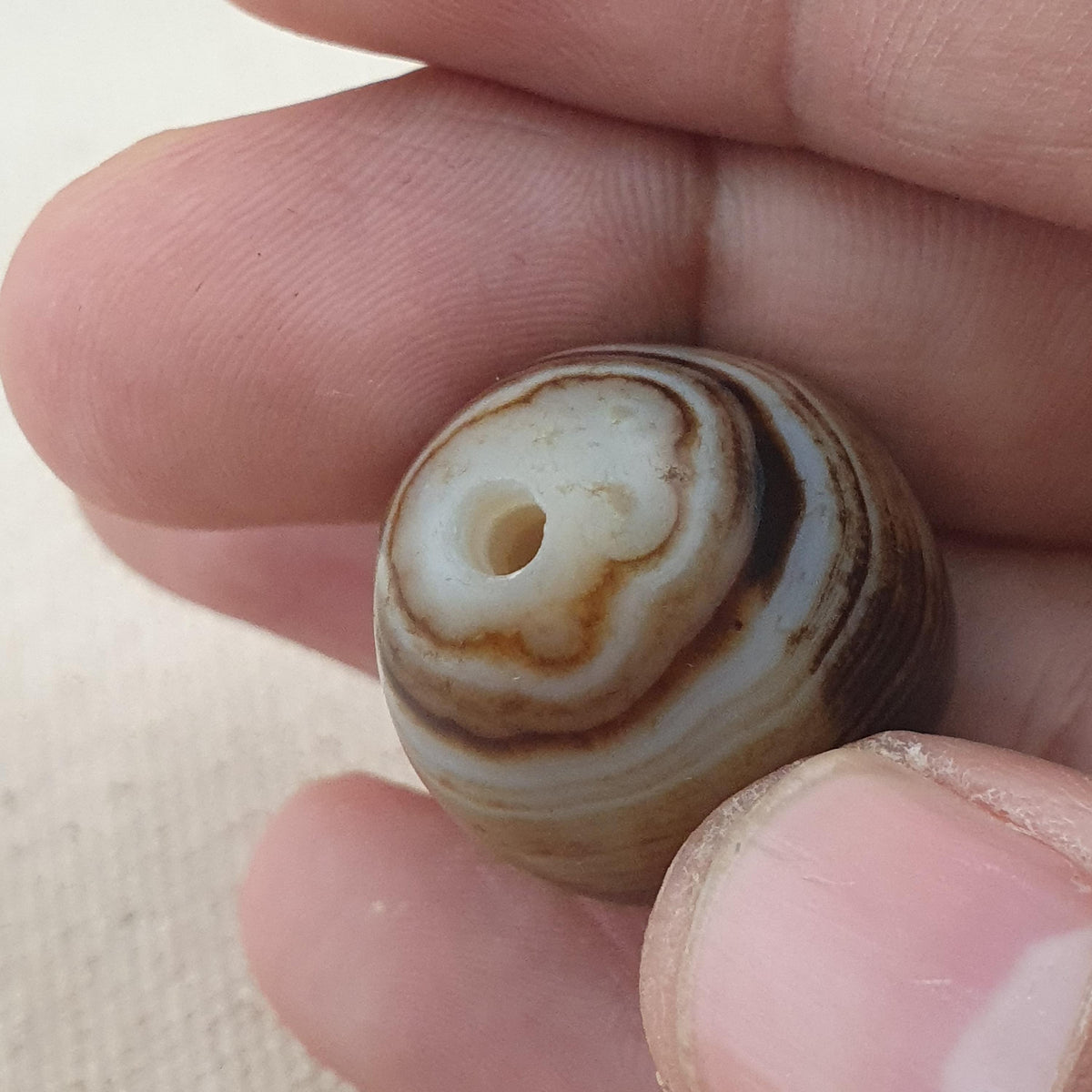Natural Eyes Pattern Suliemani Agate Bead Amulet