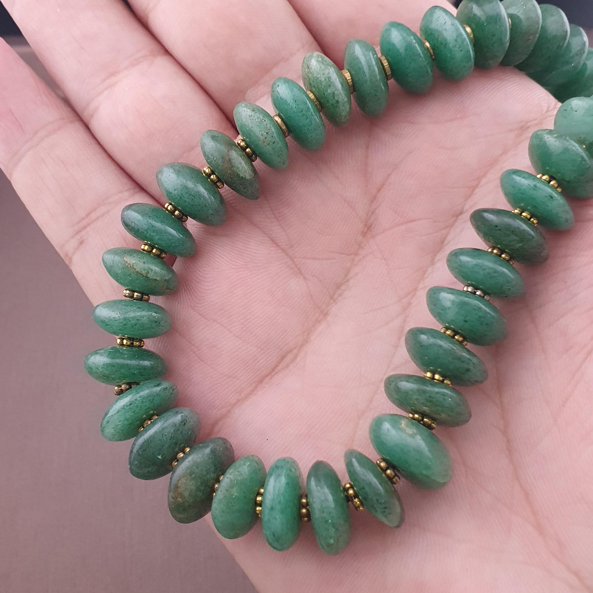 Collier de perles vintage en forme de pneu de jade