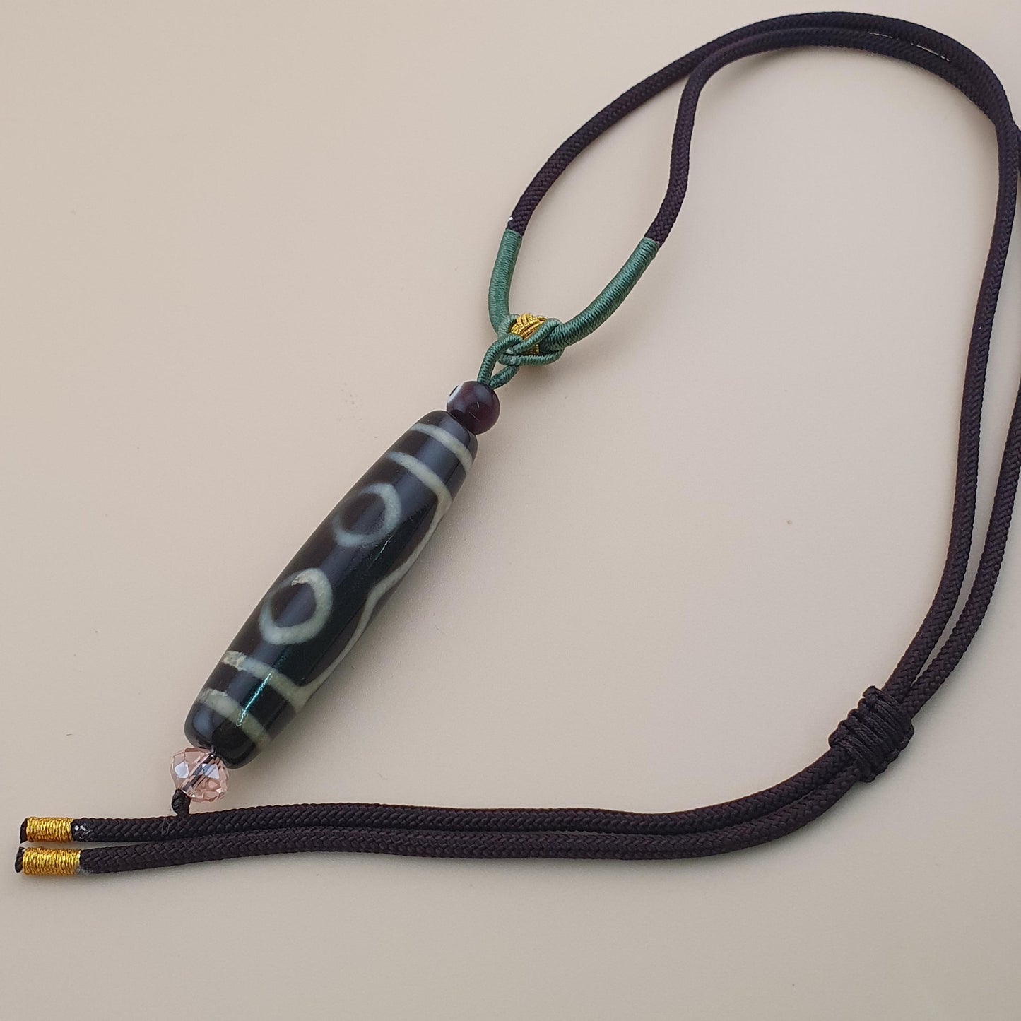 Vintage 3 Eyes Himalayan Tibetan Agate Dzi Bead Amulet