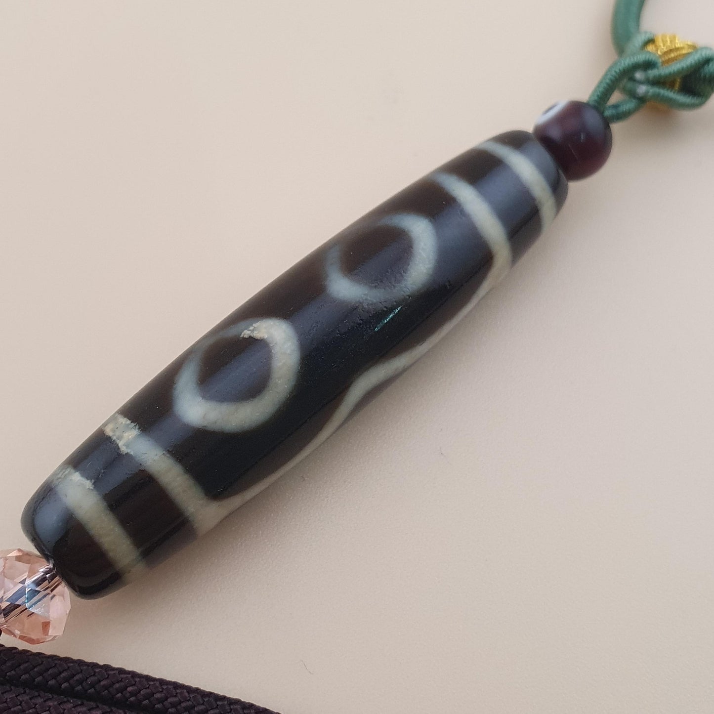 Vintage 3 Eyes Himalayan Tibetan Agate Dzi Bead Amulet