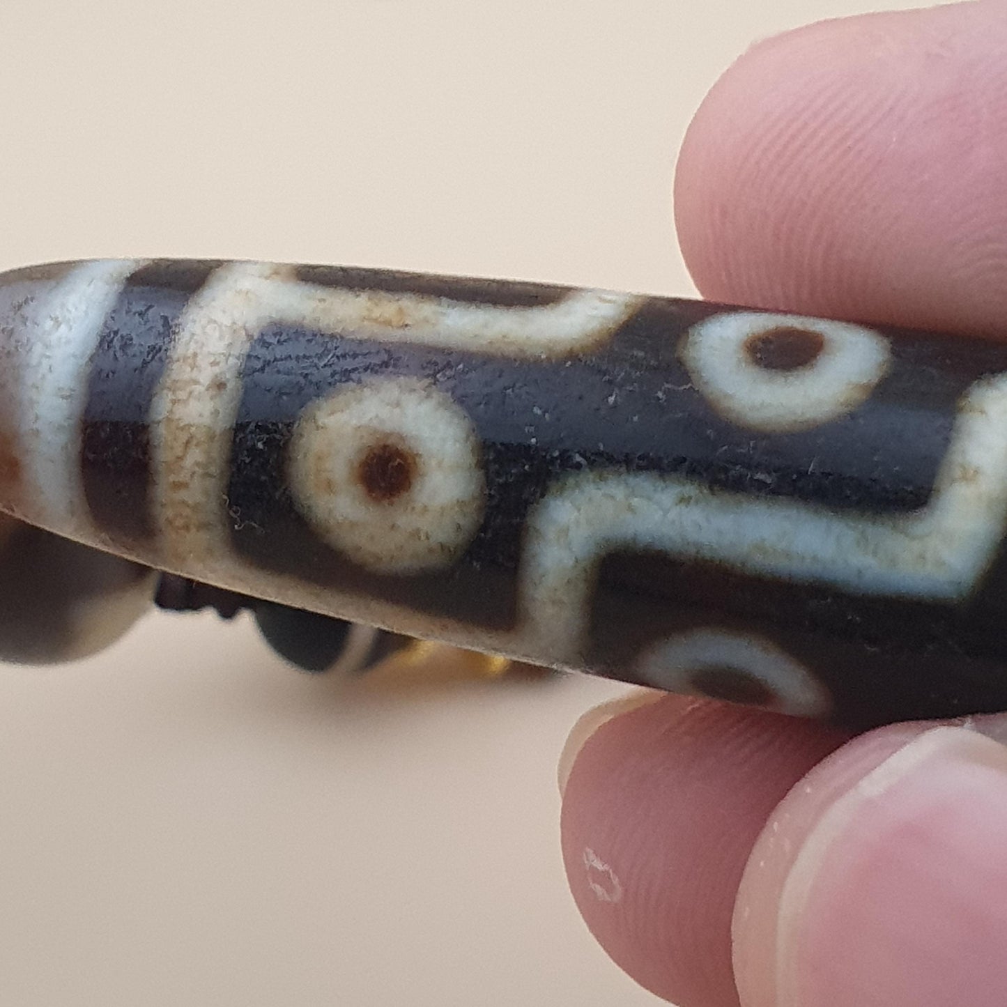 Vintage Himalaya 9 Augen Achat Dzi Perlen Anhänger Halskette