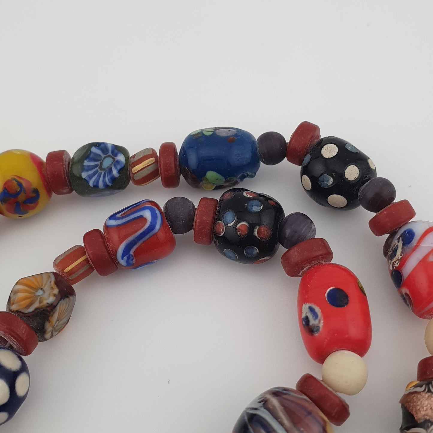 Antique Venetian Style Gabri Eyes & African Glass beads Necklace