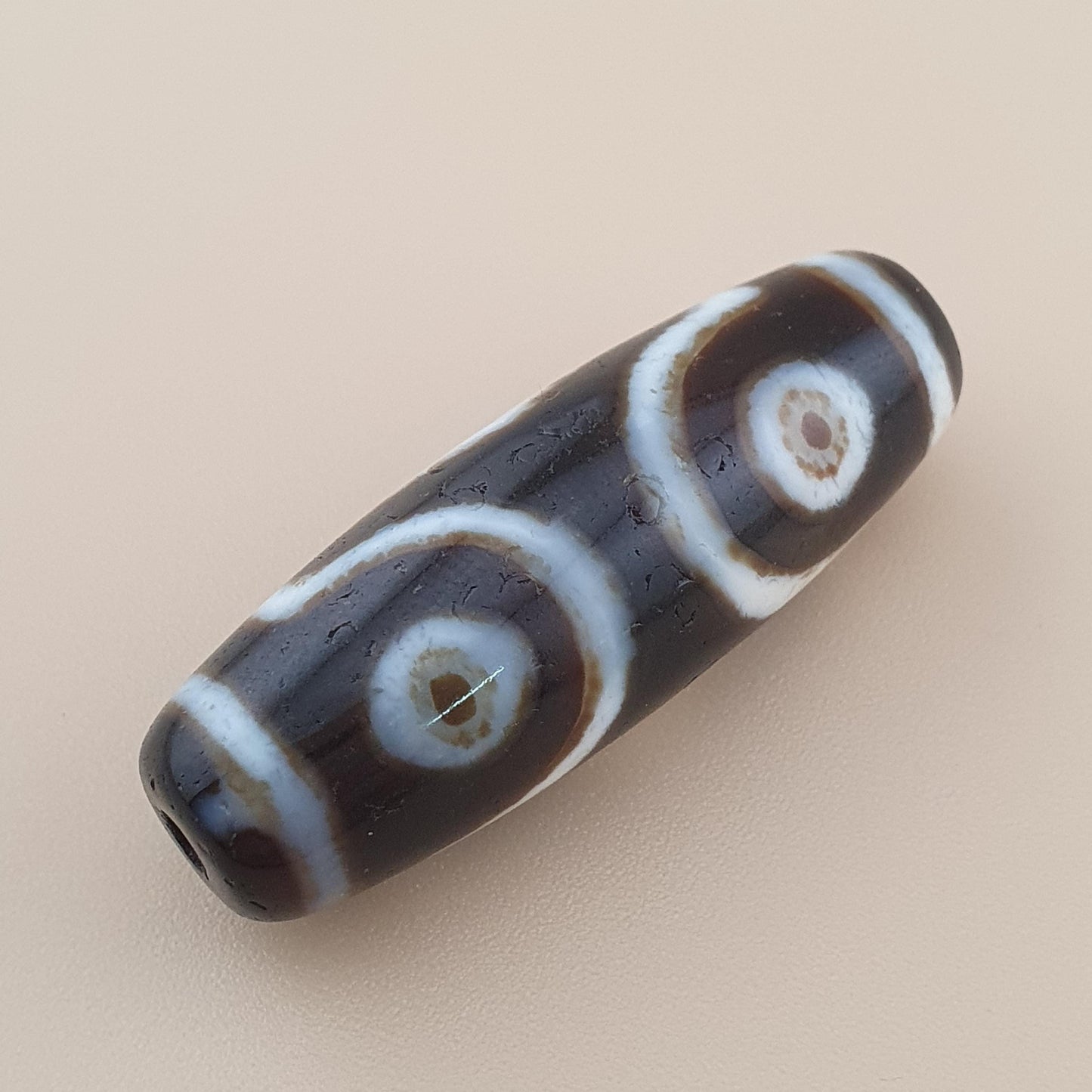 Vintage Himalayan Tibetan 3 Eyes Agate Dzi Bead Amulet
