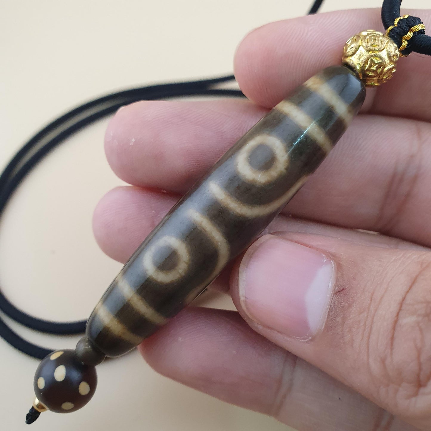 Seltene 3 Augen tibetische Dzi Perle Vintage Achat Talisman Halskette Amulett Anhänger